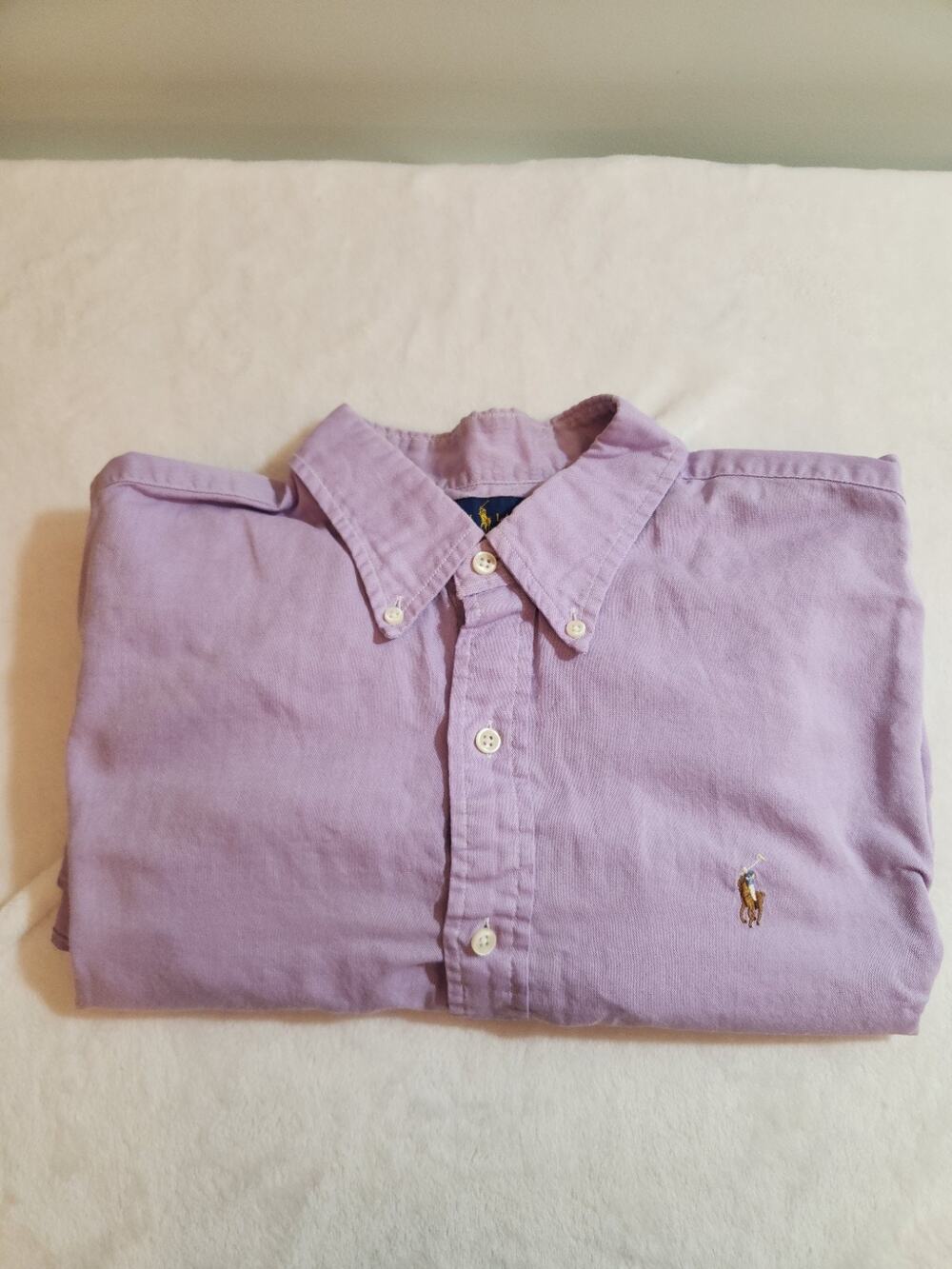 Ralph Lauren 100% Cotton Pony Shirt Mens XL Pink Purple Short Sleeve Preppy